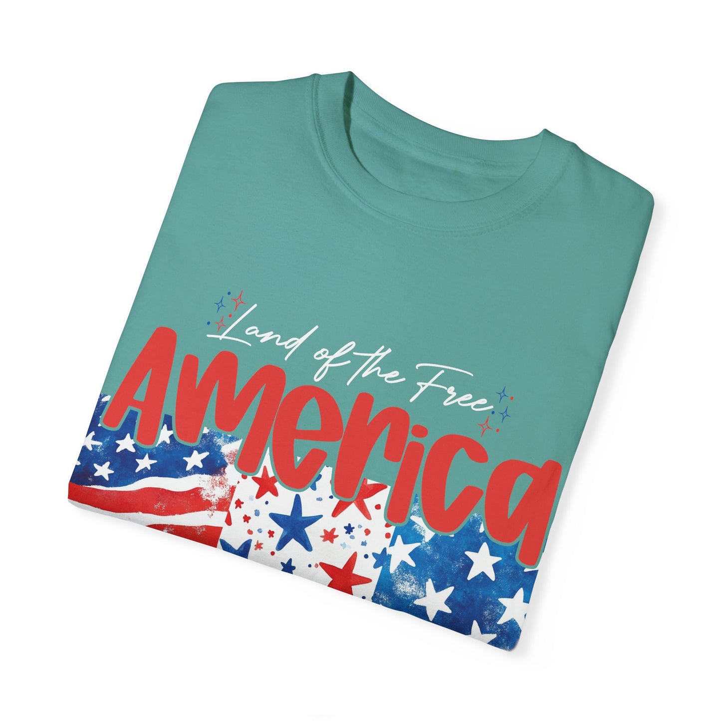 Patriotic Garment-Dyed T-Shirt - 'Land of the Free, Because of the Brave'
