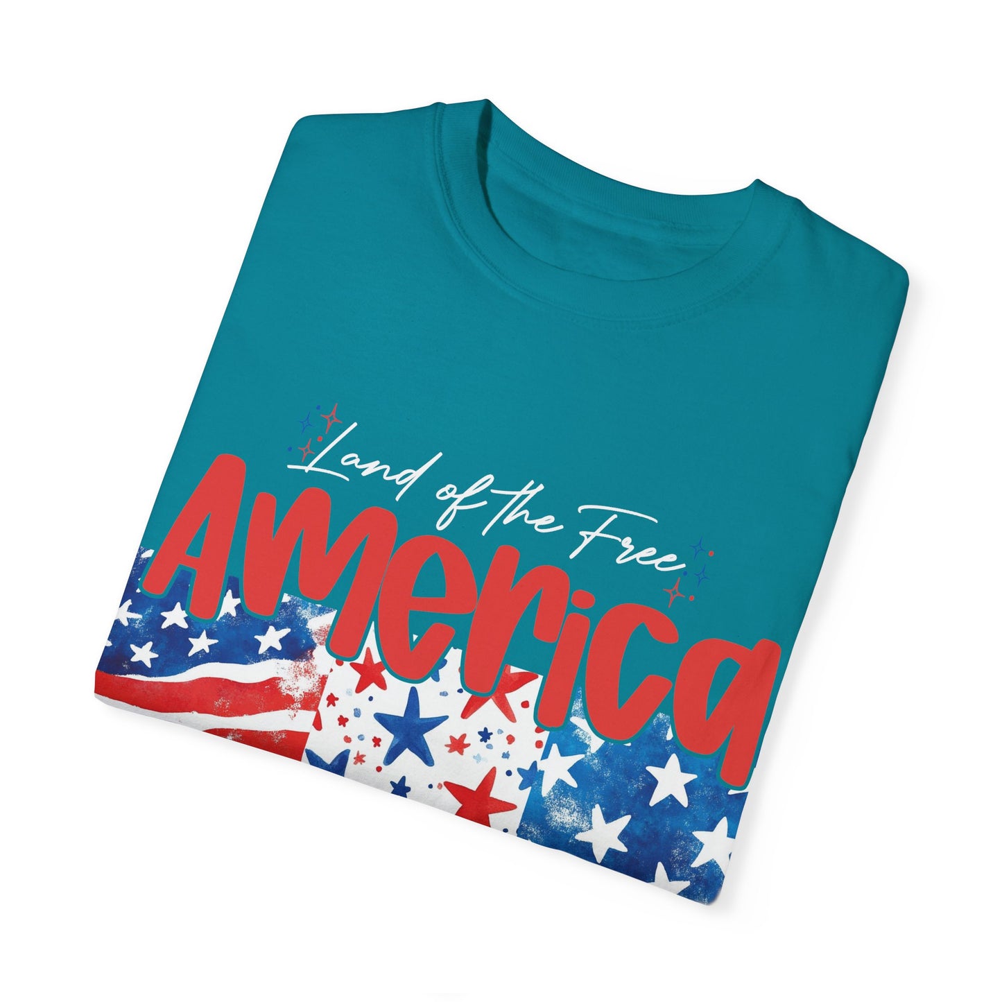 Patriotic Garment-Dyed T-Shirt - 'Land of the Free, Because of the Brave'