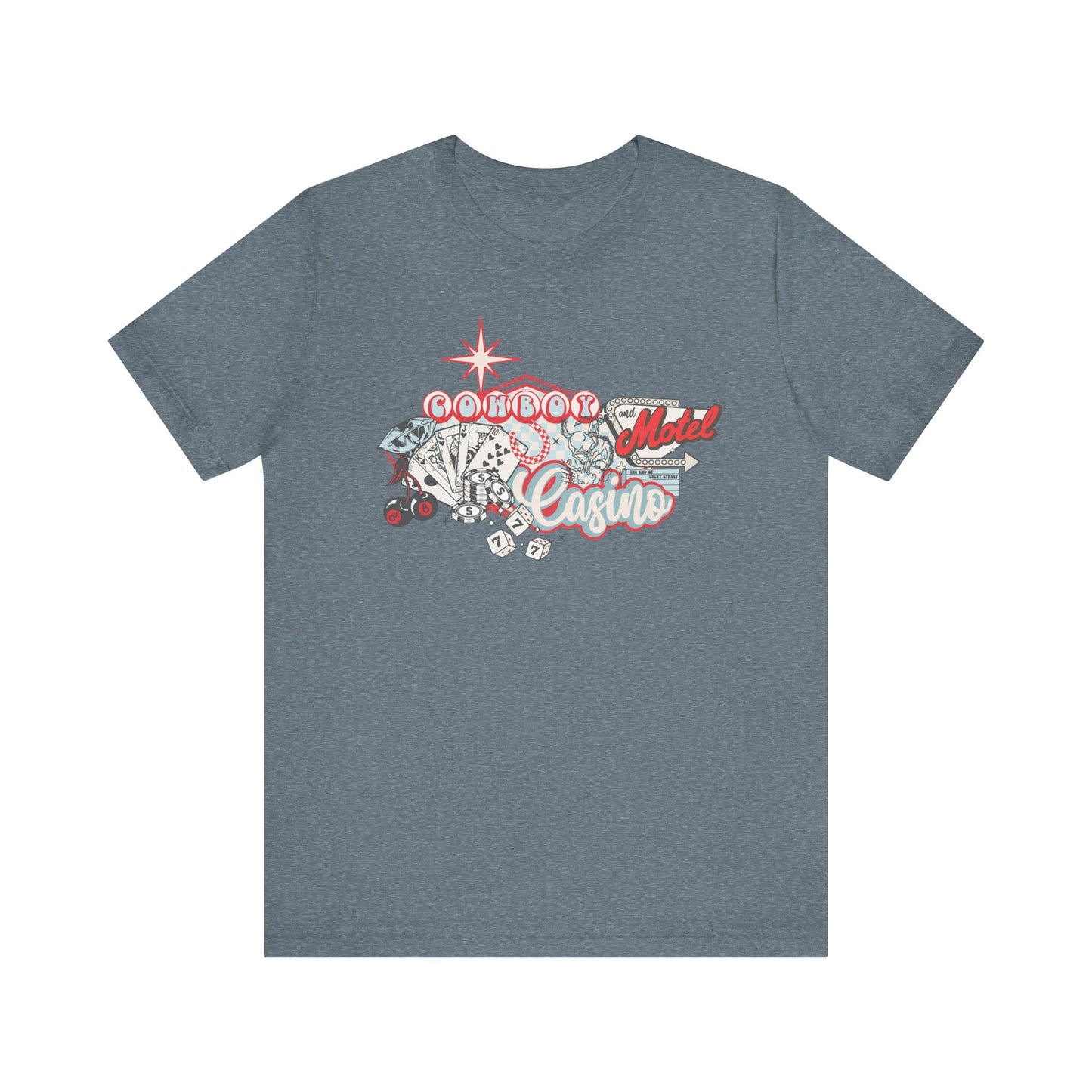 Retro Cowboy Casino Short Sleeve Tee - Fun Graphic T-Shirt for Casual Wear