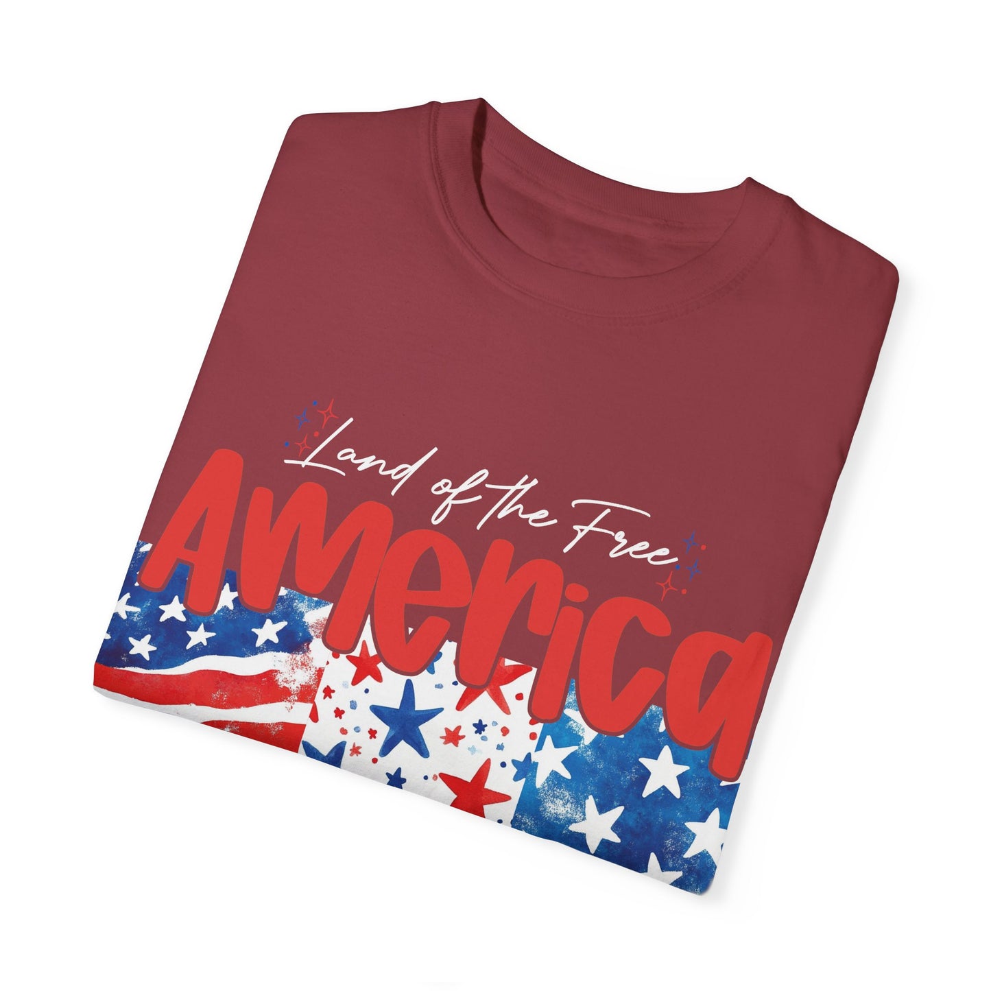 Patriotic Garment-Dyed T-Shirt - 'Land of the Free, Because of the Brave'