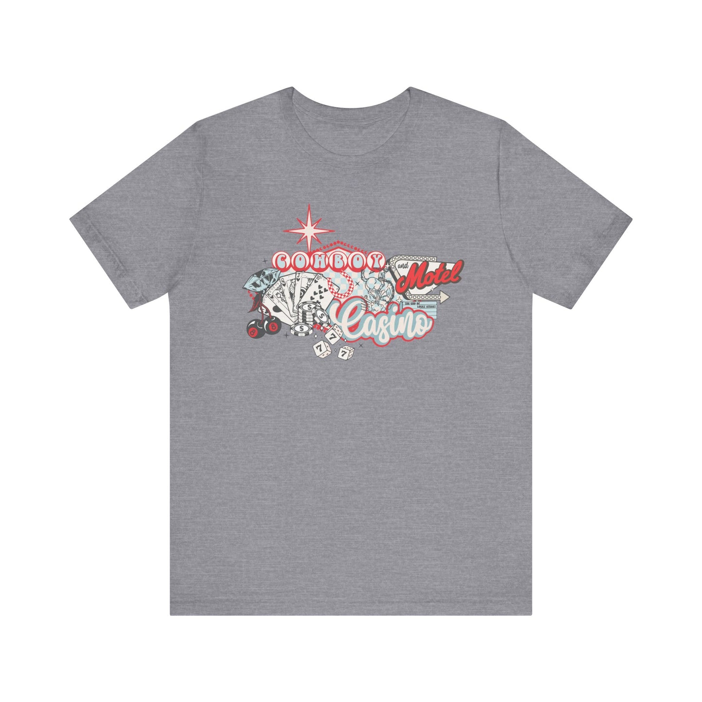 Retro Cowboy Casino Short Sleeve Tee - Fun Graphic T-Shirt for Casual Wear