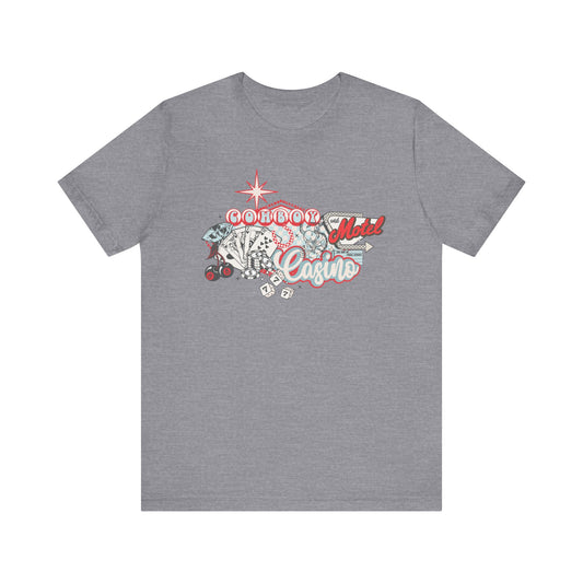 Retro Cowboy Casino Short Sleeve Tee - Fun Graphic T-Shirt for Casual Wear