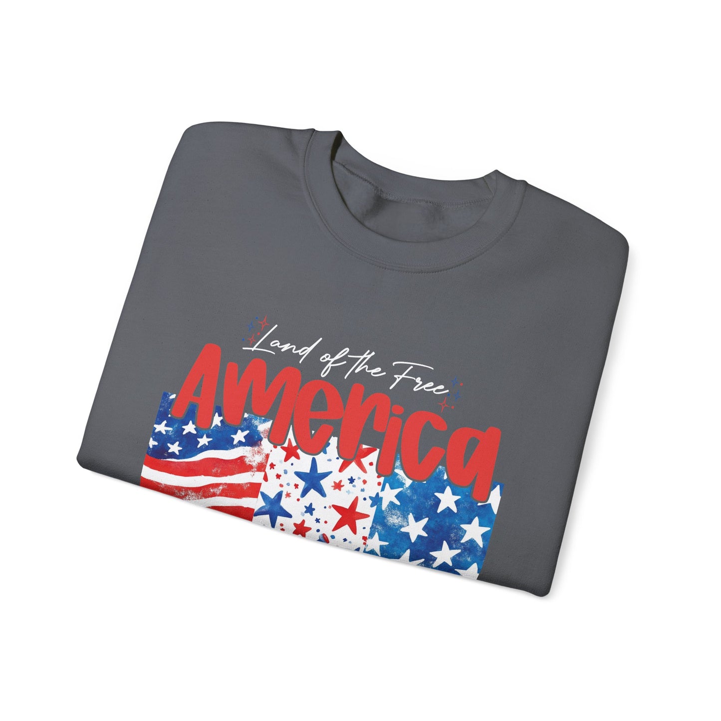 America Sweatshirt - Land of the Free, Because of the Brave - Unisex Heavy Blend™ Crewneck