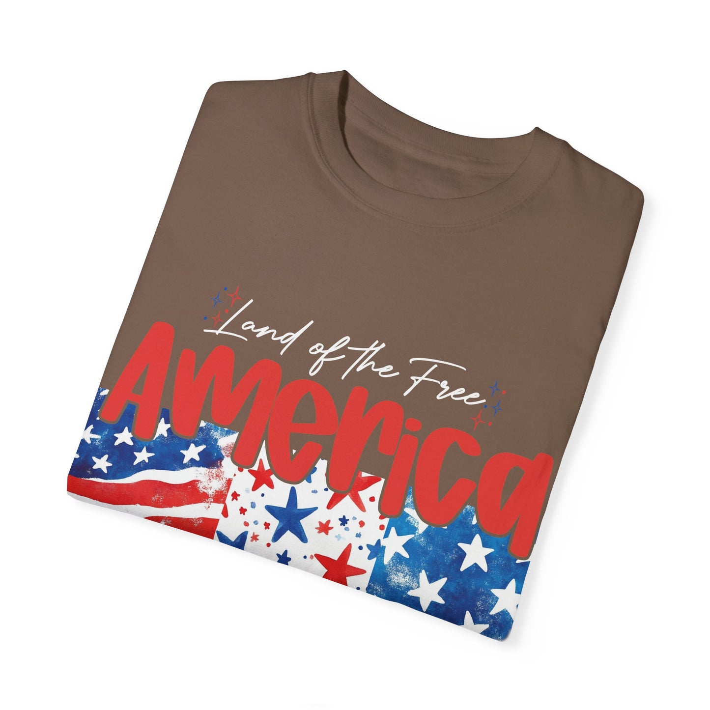 Patriotic Garment-Dyed T-Shirt - 'Land of the Free, Because of the Brave'