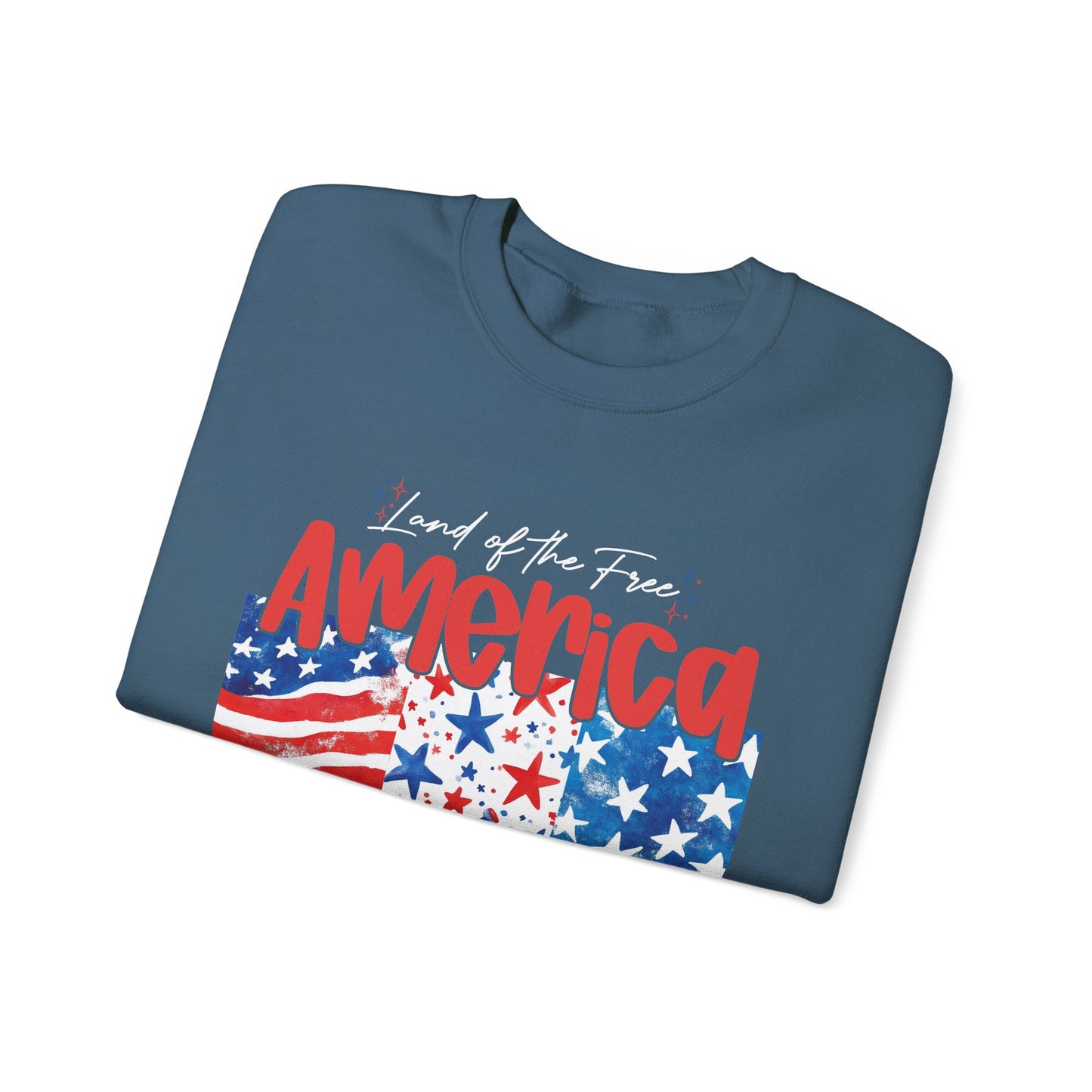 America Sweatshirt - Land of the Free, Because of the Brave - Unisex Heavy Blend™ Crewneck