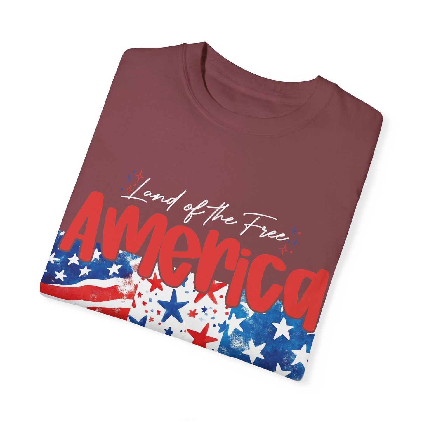Patriotic Garment-Dyed T-Shirt - 'Land of the Free, Because of the Brave'
