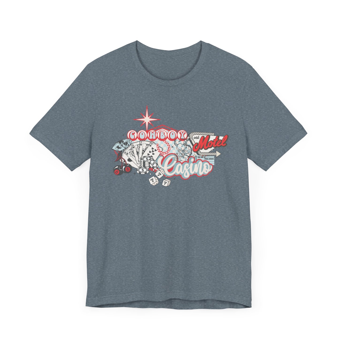Retro Cowboy Casino Short Sleeve Tee - Fun Graphic T-Shirt for Casual Wear