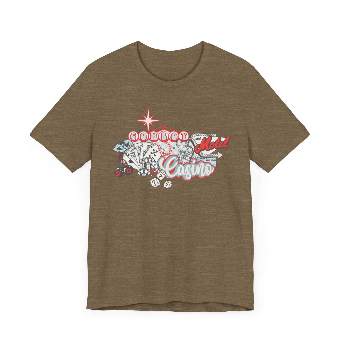 Retro Cowboy Casino Short Sleeve Tee - Fun Graphic T-Shirt for Casual Wear