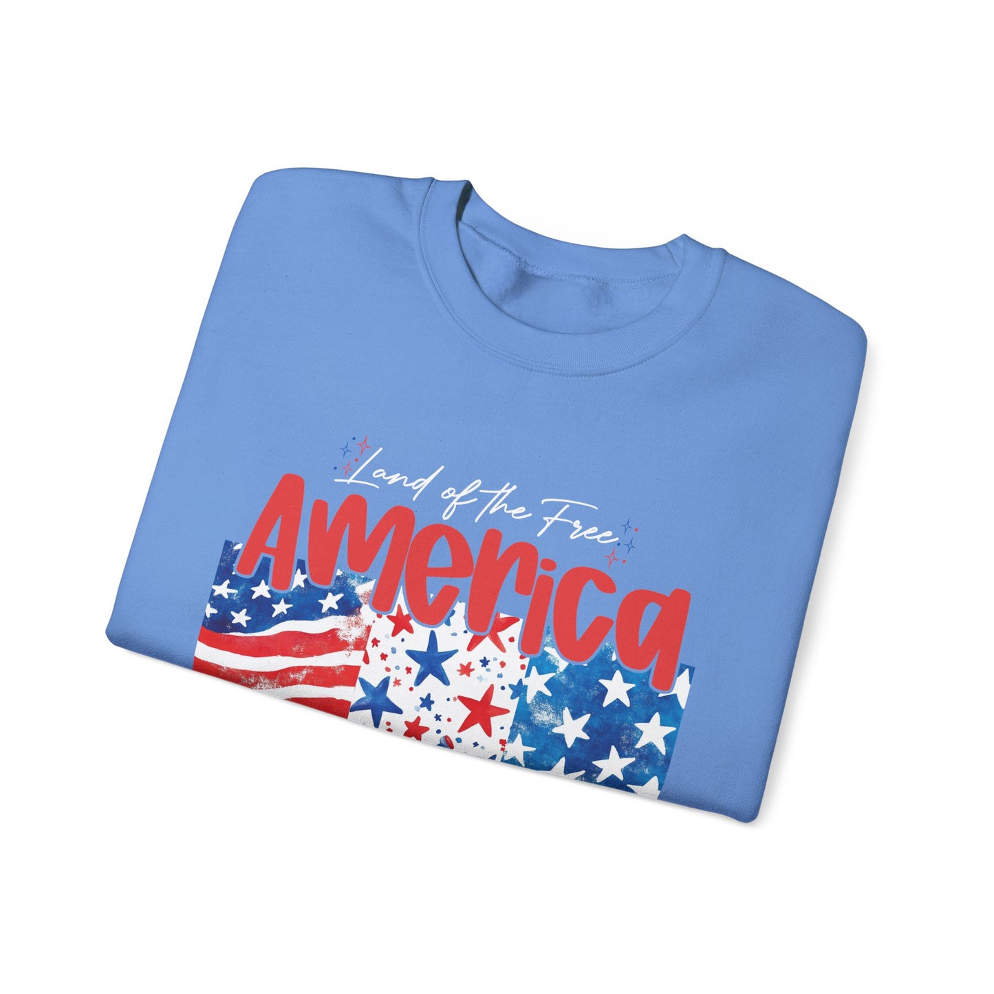 America Sweatshirt - Land of the Free, Because of the Brave - Unisex Heavy Blend™ Crewneck