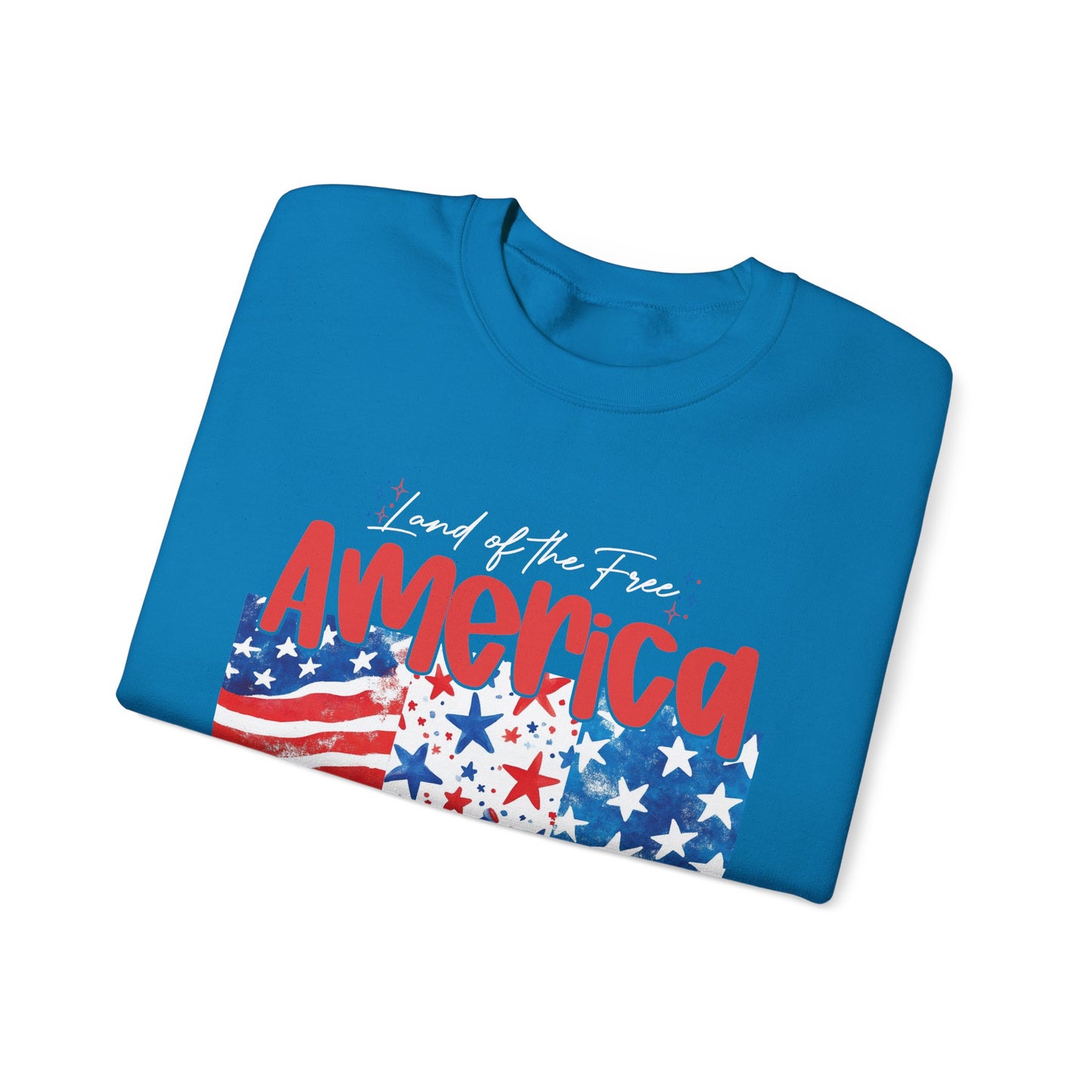 America Sweatshirt - Land of the Free, Because of the Brave - Unisex Heavy Blend™ Crewneck