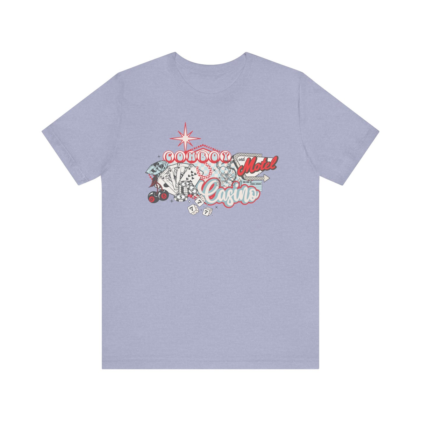Retro Cowboy Casino Short Sleeve Tee - Fun Graphic T-Shirt for Casual Wear