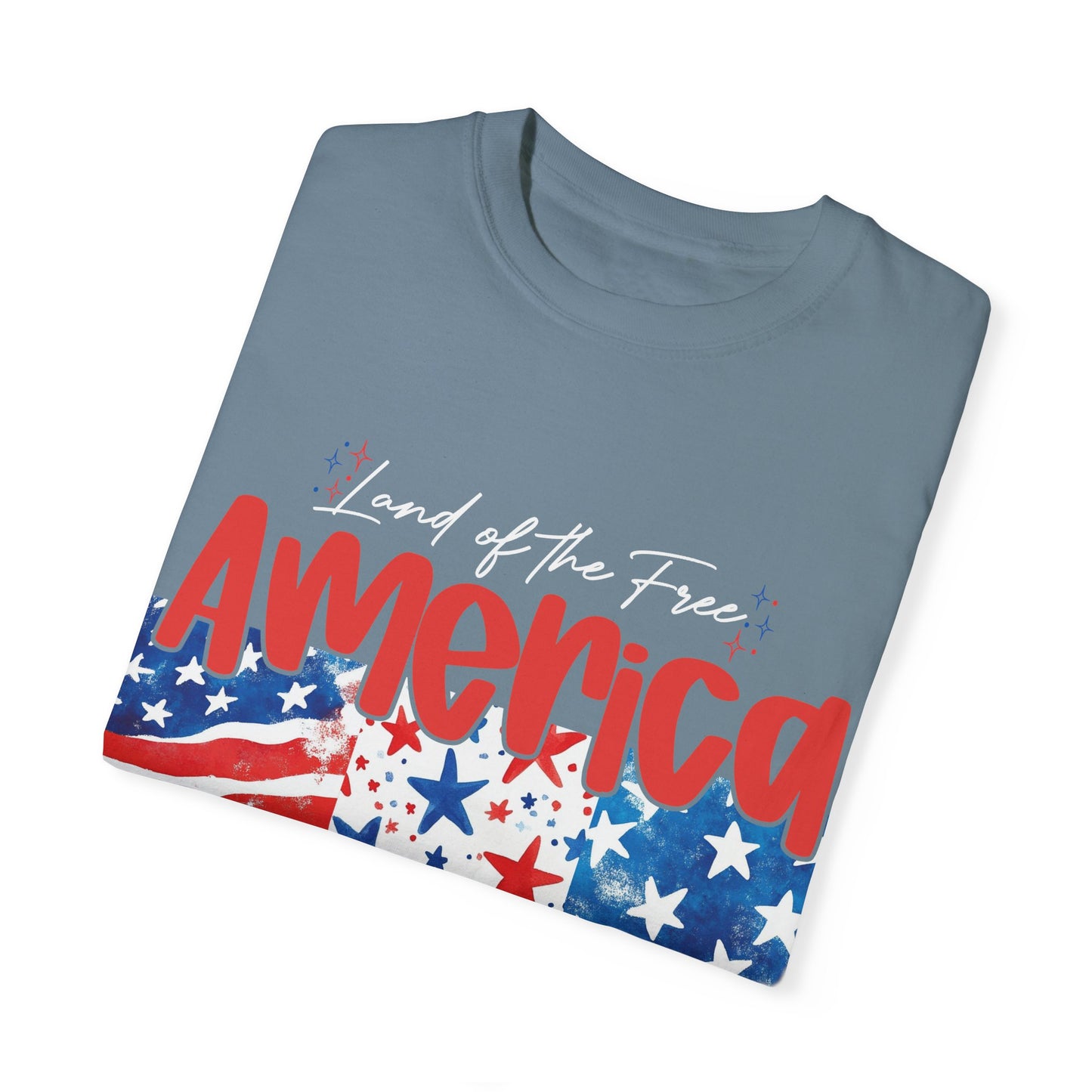 Patriotic Garment-Dyed T-Shirt - 'Land of the Free, Because of the Brave'