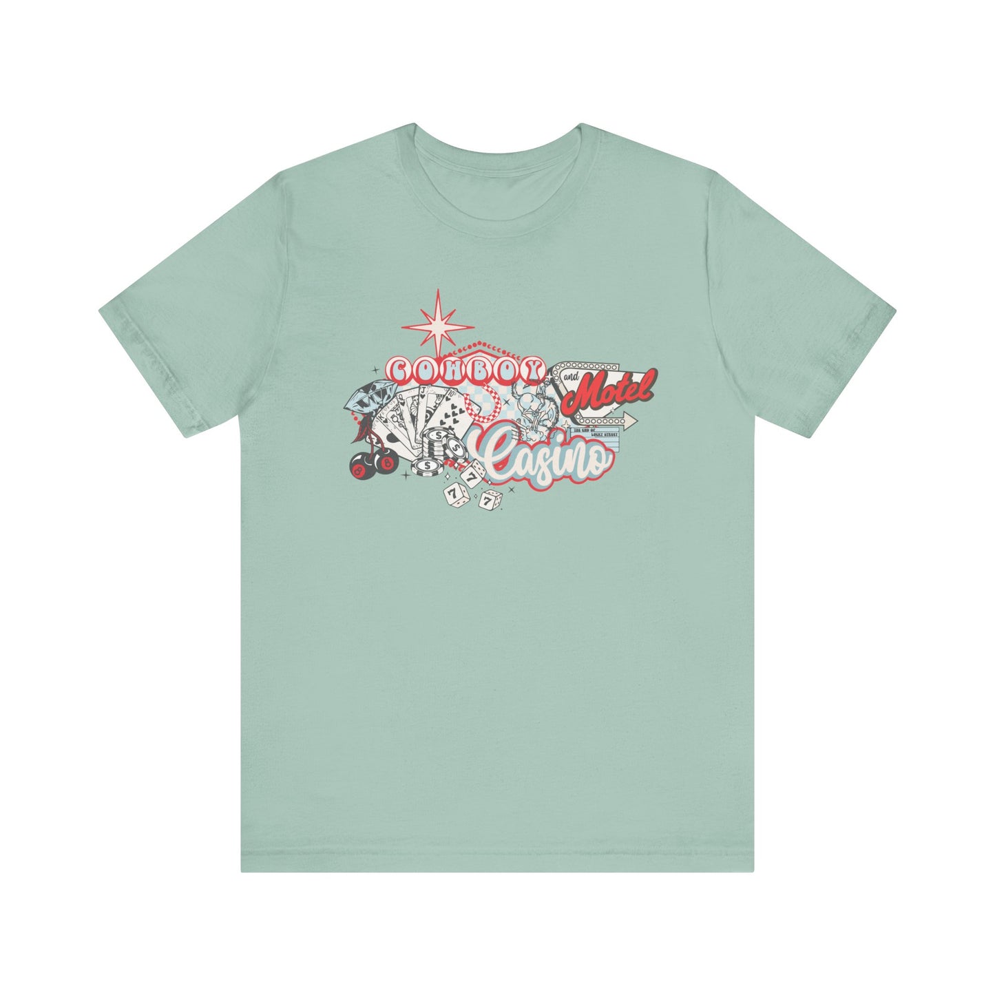Retro Cowboy Casino Short Sleeve Tee - Fun Graphic T-Shirt for Casual Wear