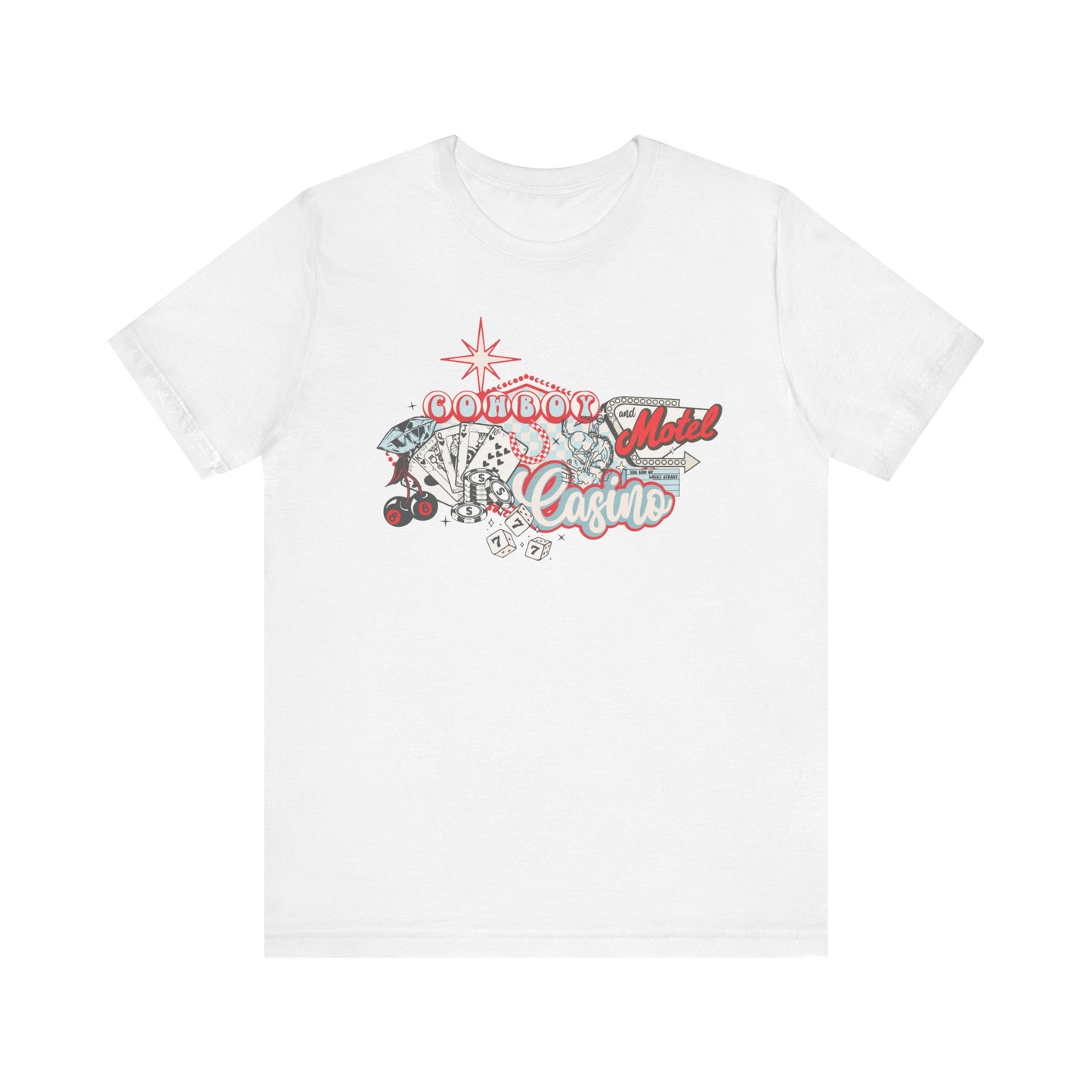 Retro Cowboy Casino Short Sleeve Tee - Fun Graphic T-Shirt for Casual Wear