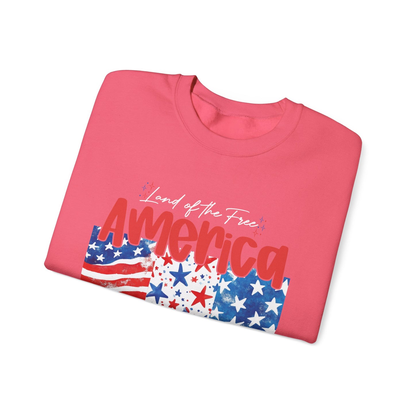 America Sweatshirt - Land of the Free, Because of the Brave - Unisex Heavy Blend™ Crewneck
