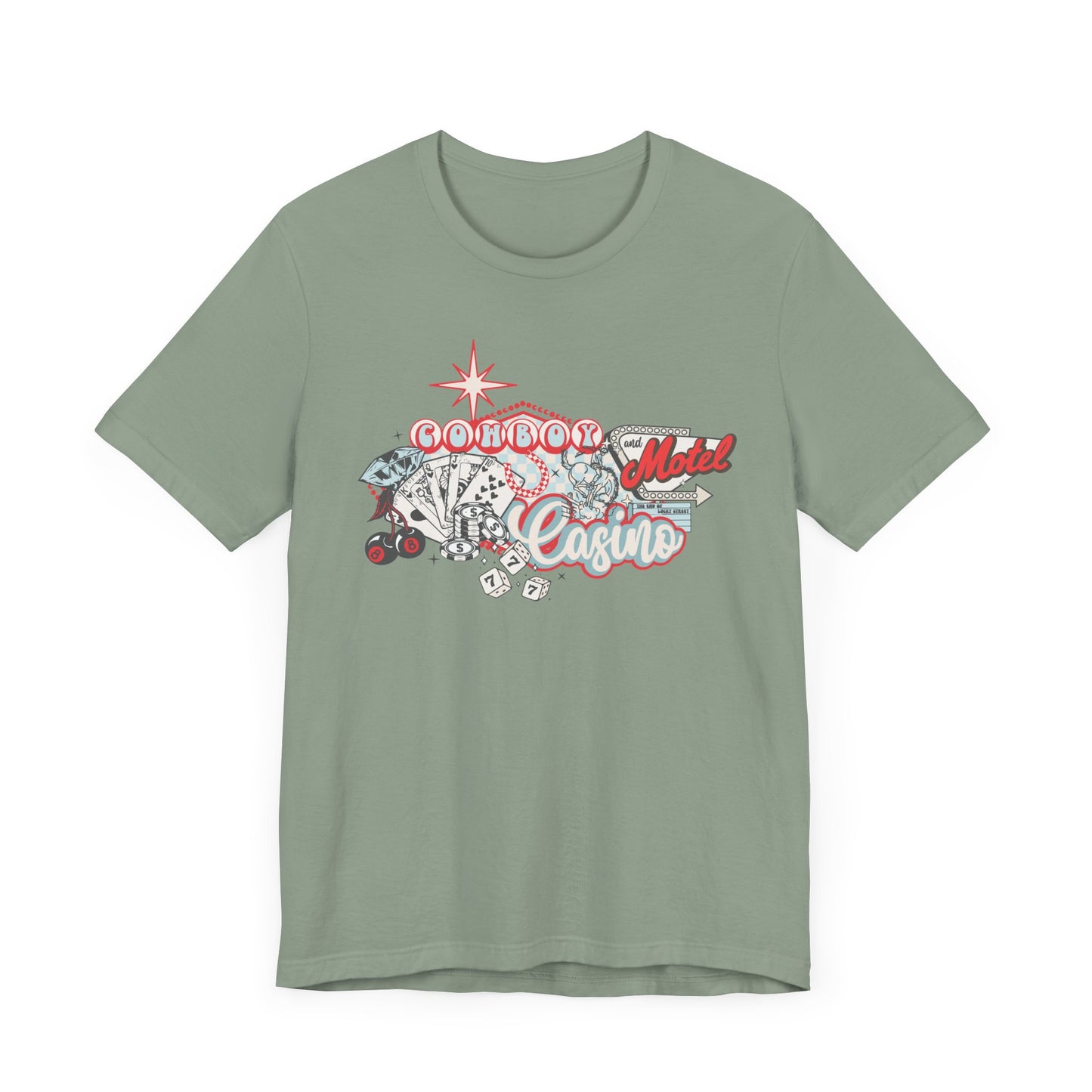 Retro Cowboy Casino Short Sleeve Tee - Fun Graphic T-Shirt for Casual Wear