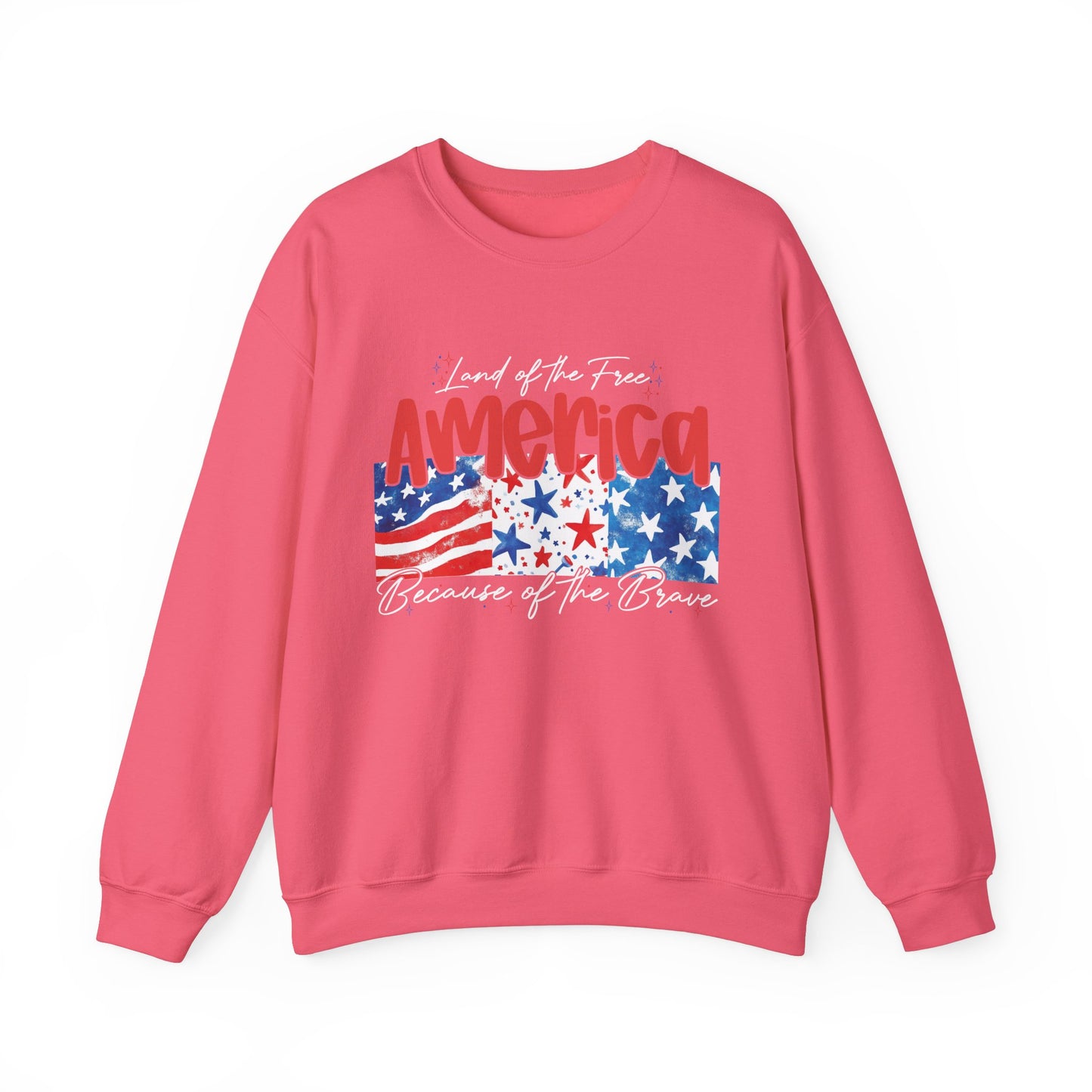America Sweatshirt - Land of the Free, Because of the Brave - Unisex Heavy Blend™ Crewneck