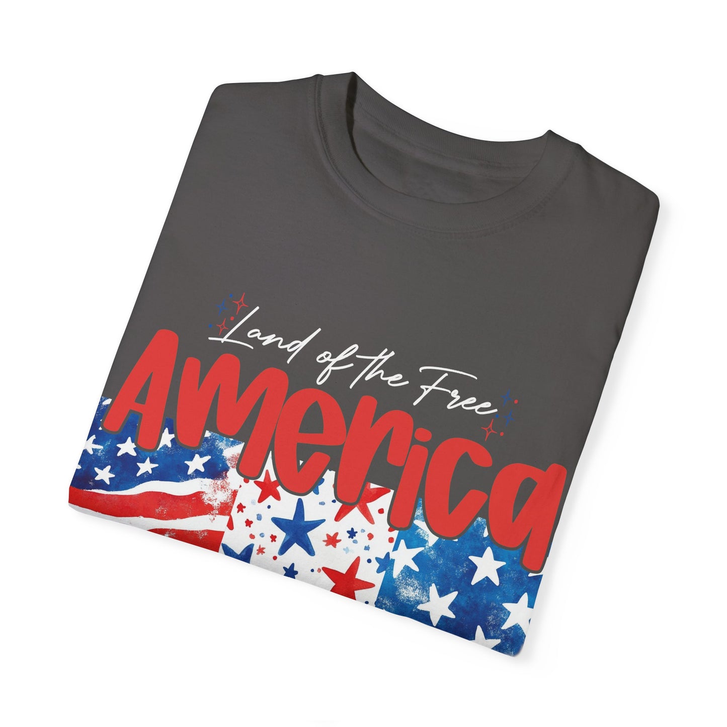 Patriotic Garment-Dyed T-Shirt - 'Land of the Free, Because of the Brave'