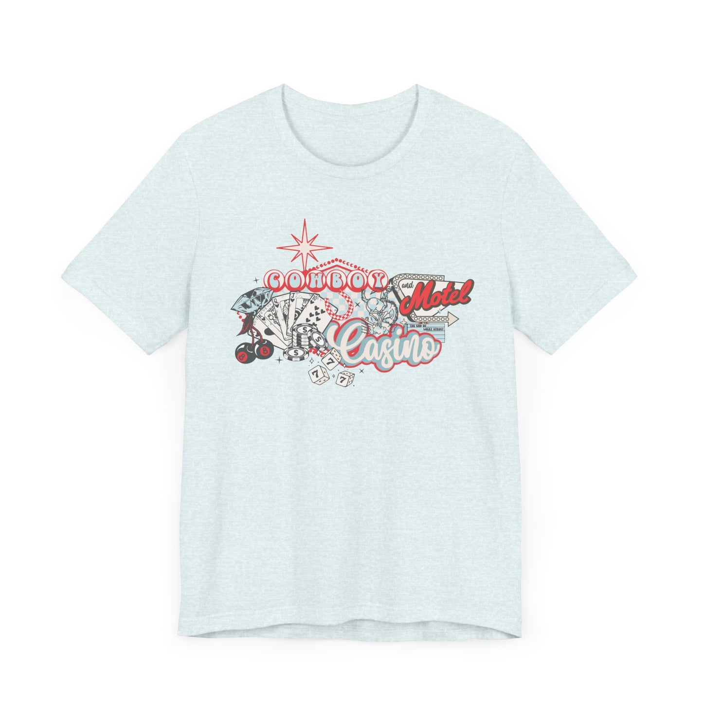 Retro Cowboy Casino Short Sleeve Tee - Fun Graphic T-Shirt for Casual Wear