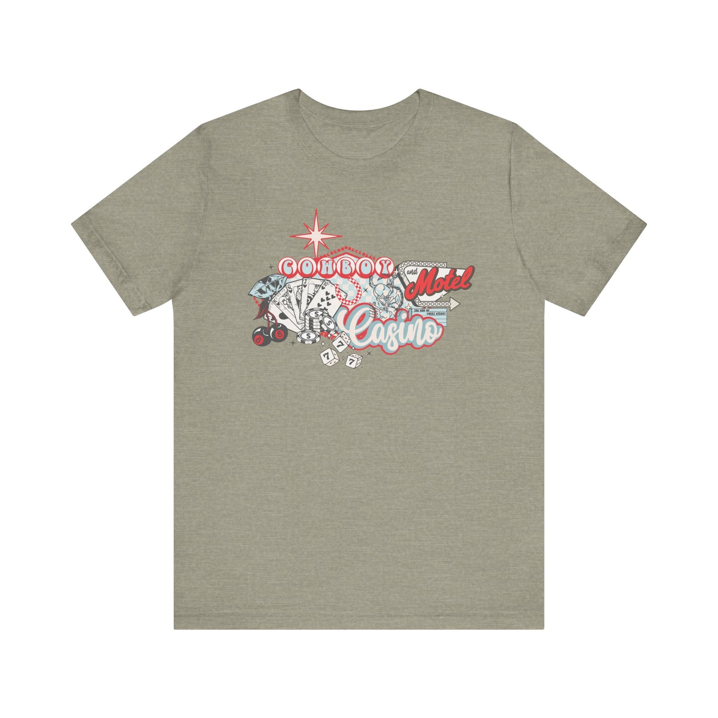 Retro Cowboy Casino Short Sleeve Tee - Fun Graphic T-Shirt for Casual Wear