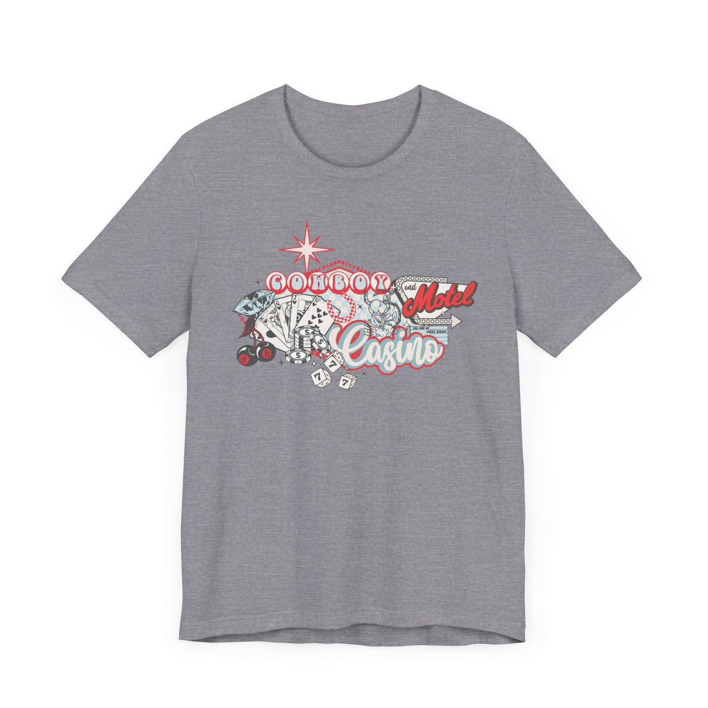 Retro Cowboy Casino Short Sleeve Tee - Fun Graphic T-Shirt for Casual Wear