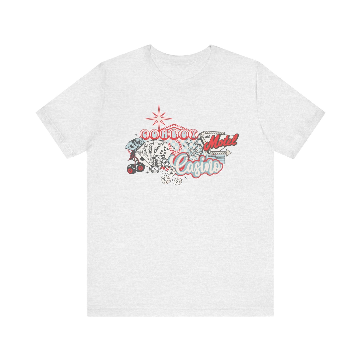 Retro Cowboy Casino Short Sleeve Tee - Fun Graphic T-Shirt for Casual Wear