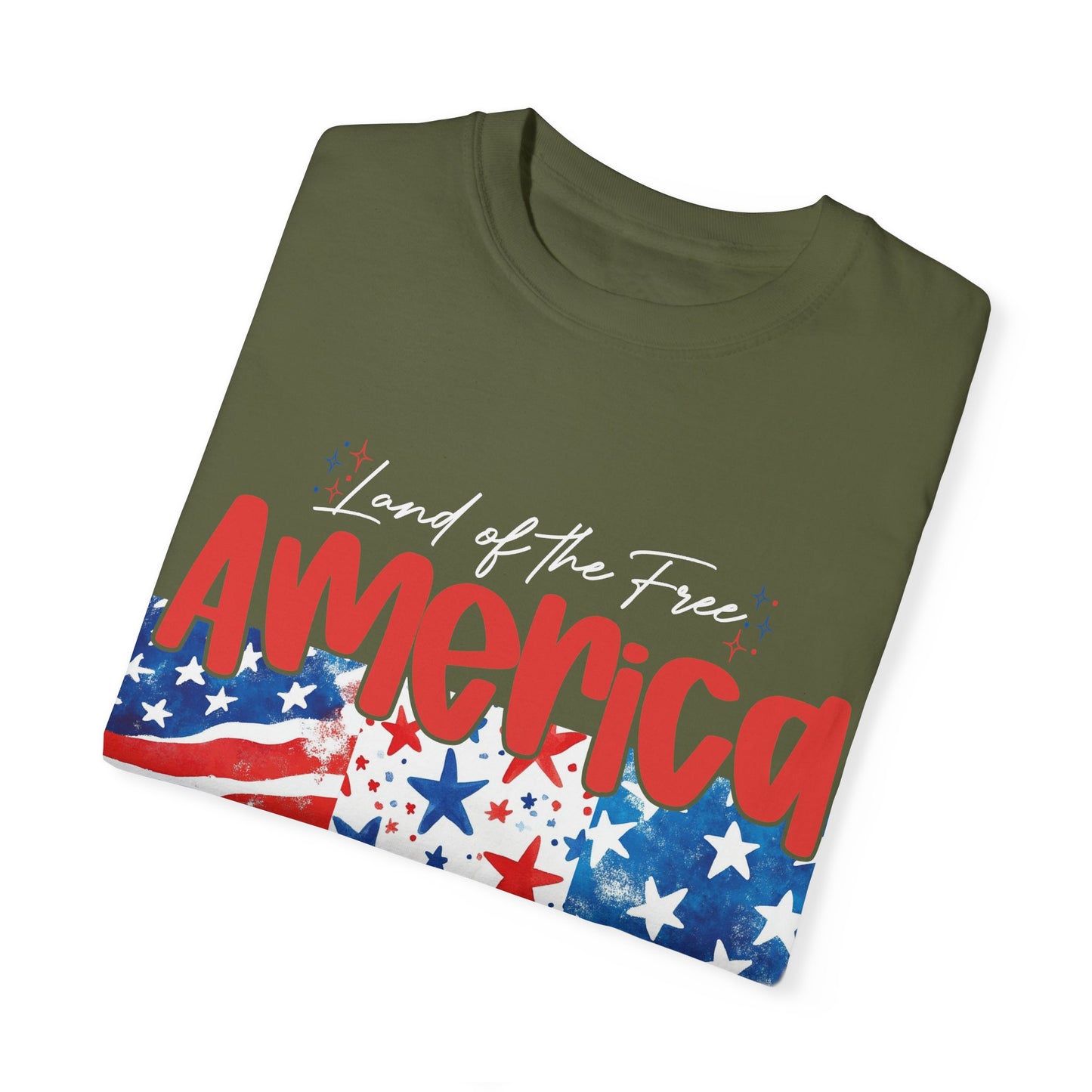 Patriotic Garment-Dyed T-Shirt - 'Land of the Free, Because of the Brave'