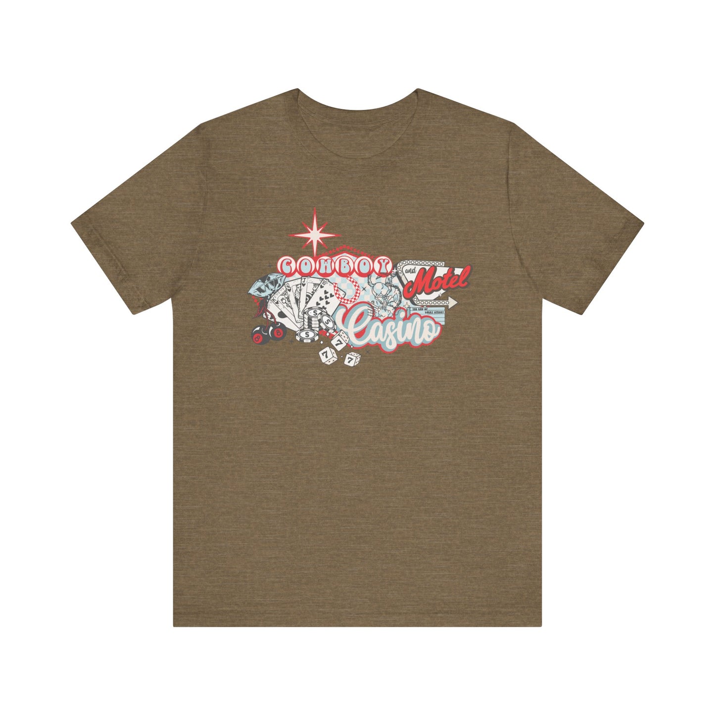Retro Cowboy Casino Short Sleeve Tee - Fun Graphic T-Shirt for Casual Wear