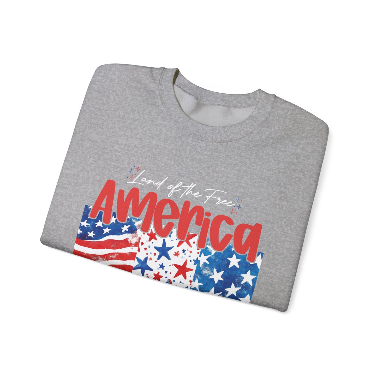 America Sweatshirt - Land of the Free, Because of the Brave - Unisex Heavy Blend™ Crewneck