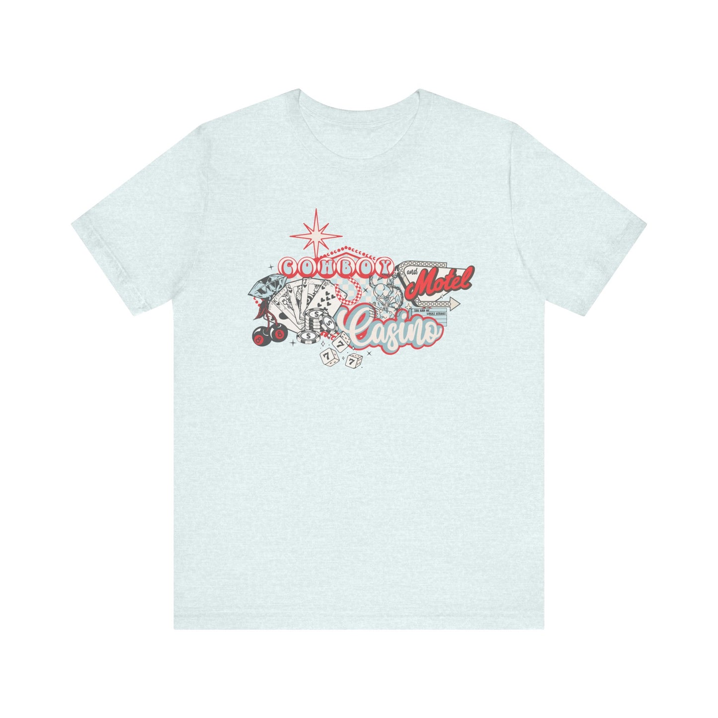 Retro Cowboy Casino Short Sleeve Tee - Fun Graphic T-Shirt for Casual Wear