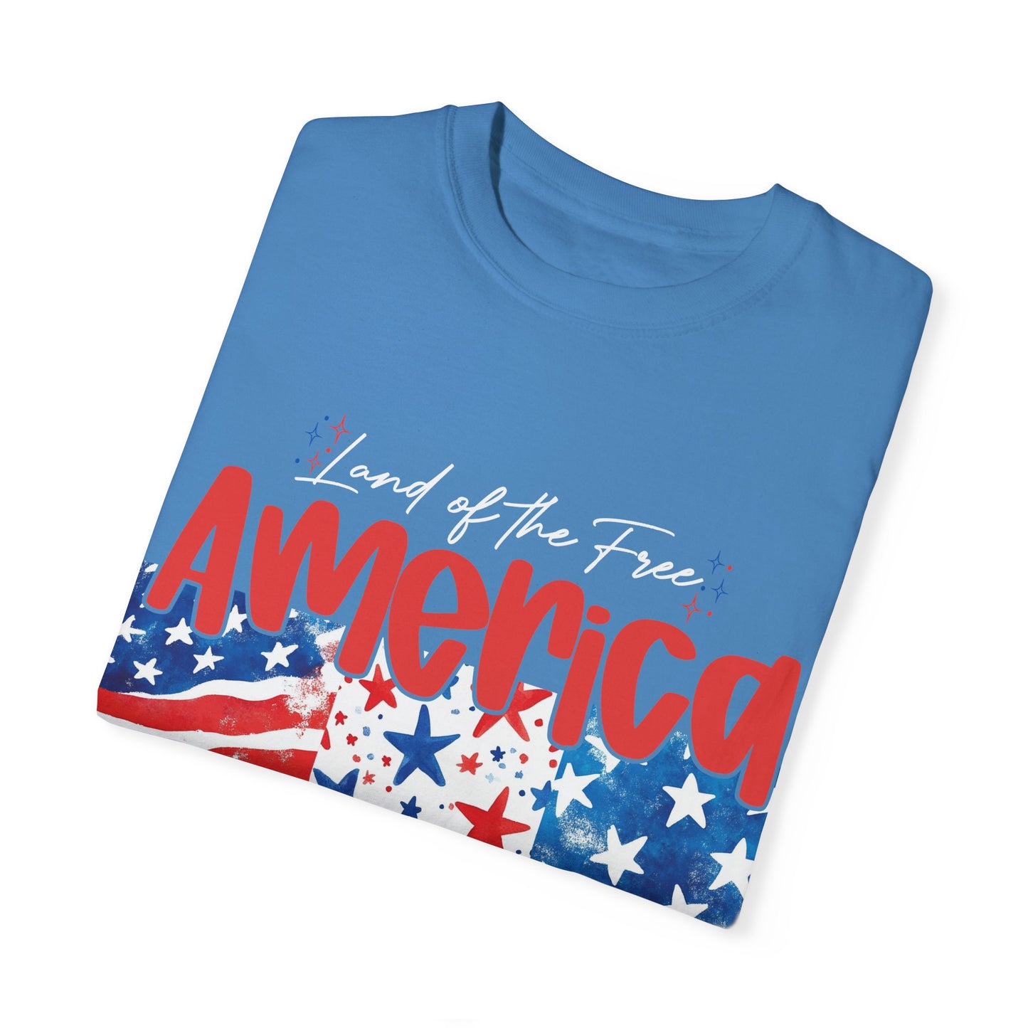 Patriotic Garment-Dyed T-Shirt - 'Land of the Free, Because of the Brave'