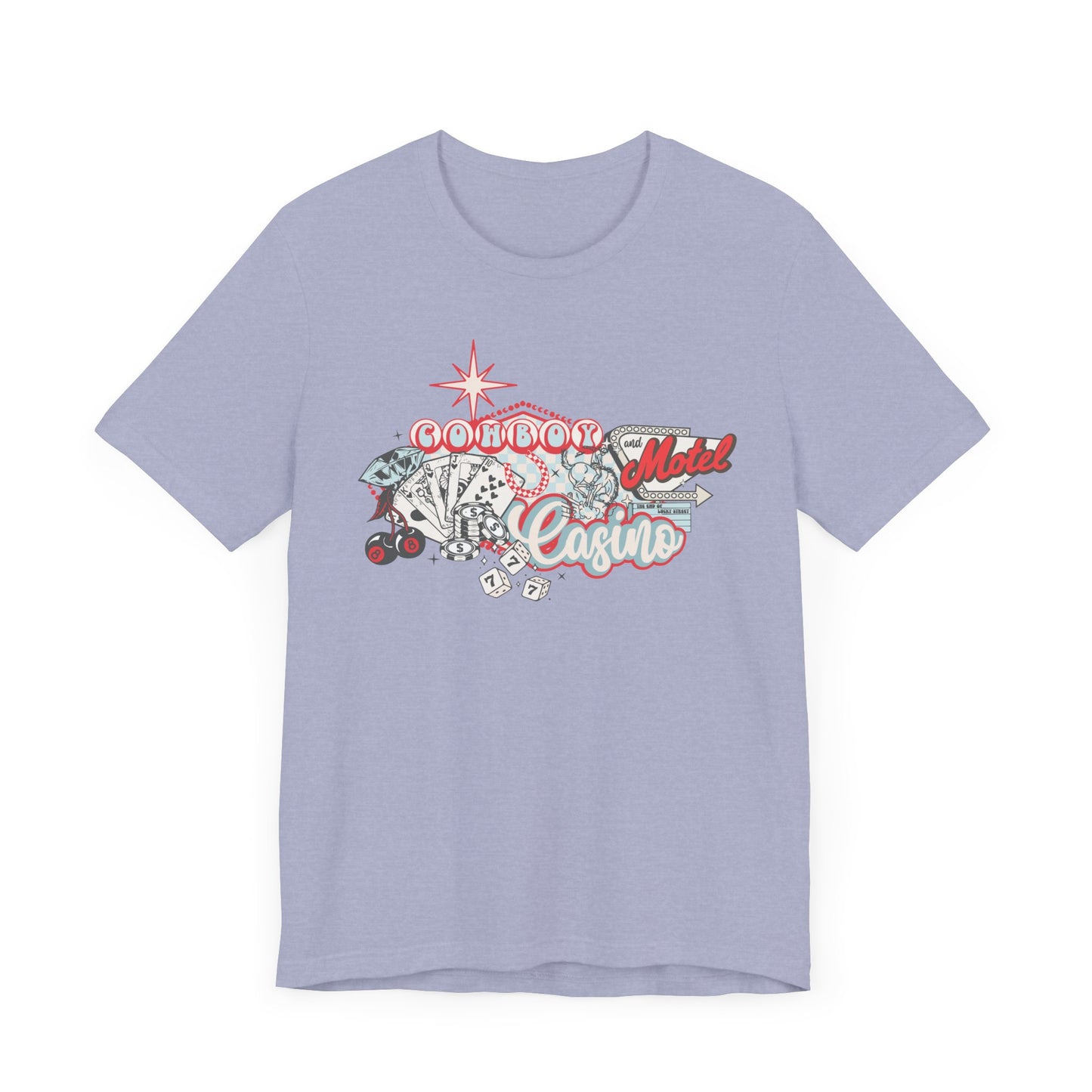 Retro Cowboy Casino Short Sleeve Tee - Fun Graphic T-Shirt for Casual Wear