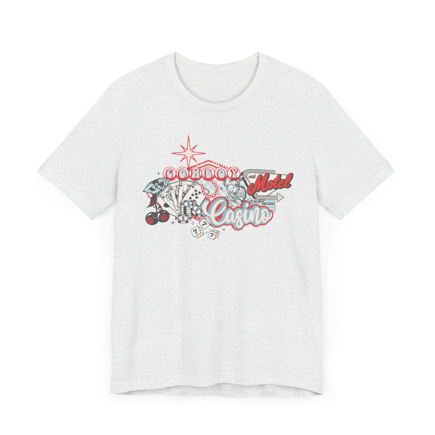 Retro Cowboy Casino Short Sleeve Tee - Fun Graphic T-Shirt for Casual Wear