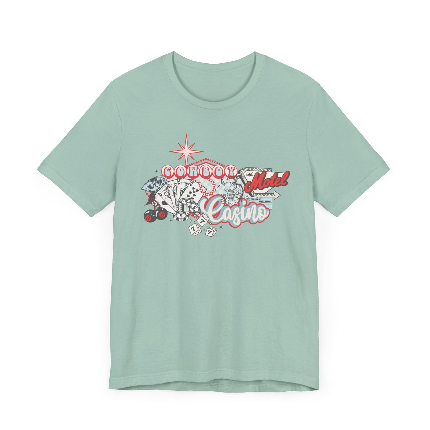 Retro Cowboy Casino Short Sleeve Tee - Fun Graphic T-Shirt for Casual Wear