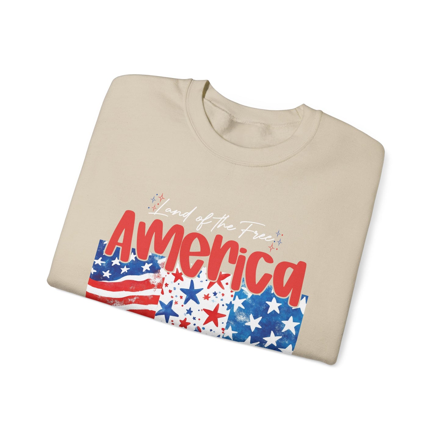 America Sweatshirt - Land of the Free, Because of the Brave - Unisex Heavy Blend™ Crewneck