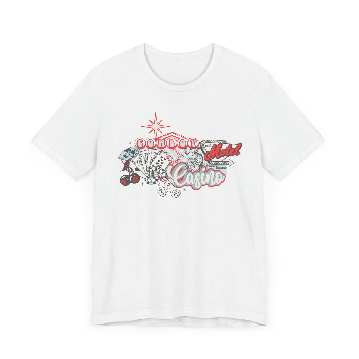 Retro Cowboy Casino Short Sleeve Tee - Fun Graphic T-Shirt for Casual Wear