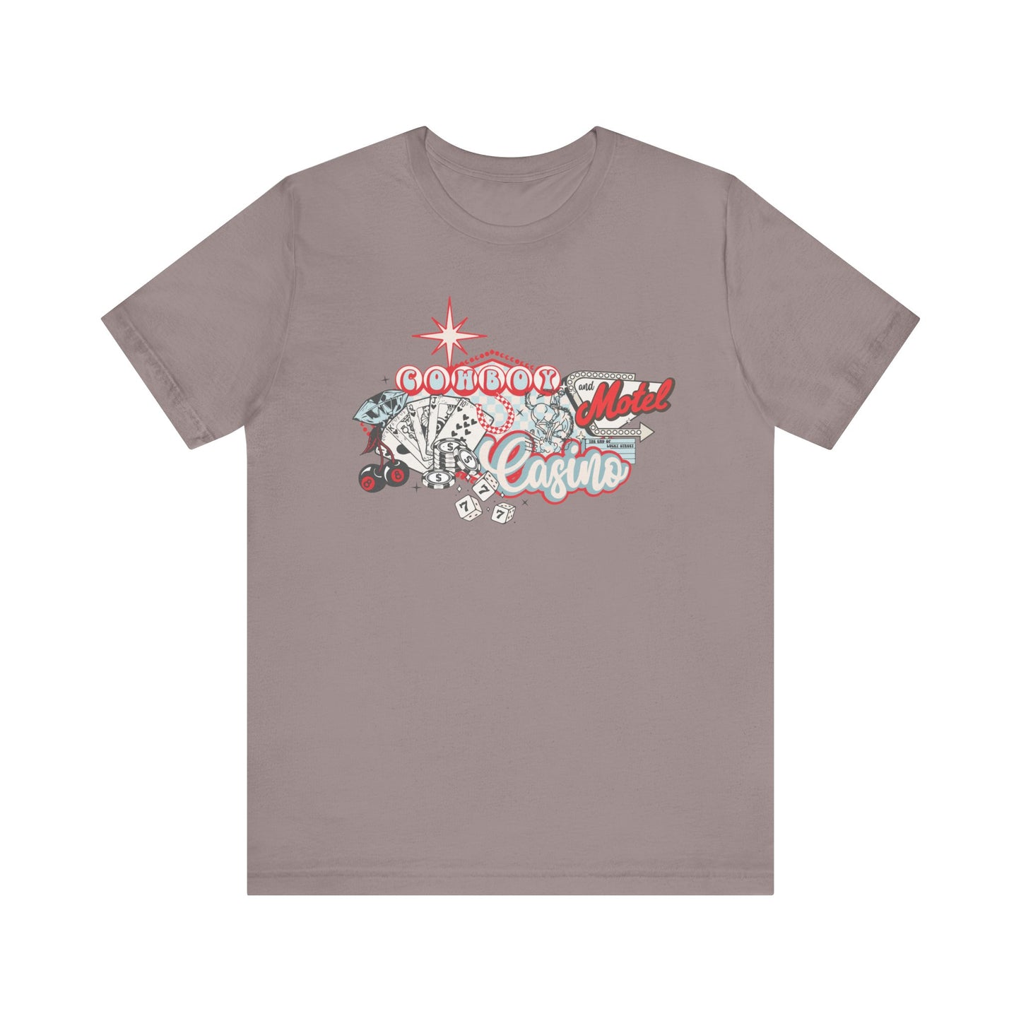 Retro Cowboy Casino Short Sleeve Tee - Fun Graphic T-Shirt for Casual Wear
