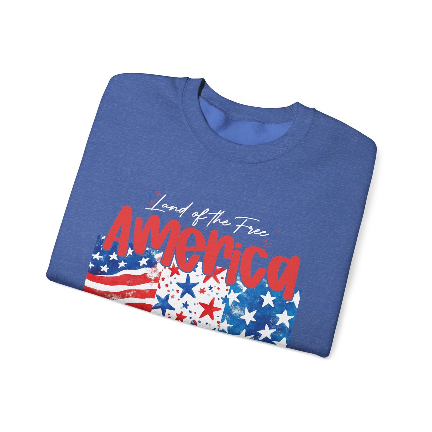 America Sweatshirt - Land of the Free, Because of the Brave - Unisex Heavy Blend™ Crewneck