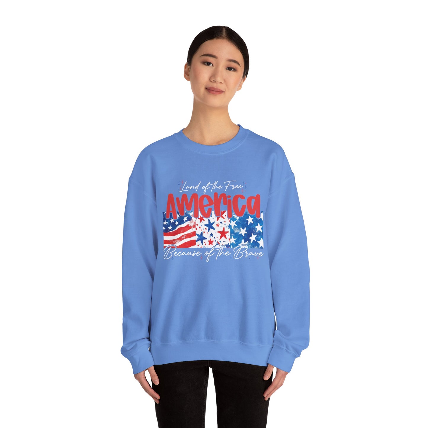 America Sweatshirt - Land of the Free, Because of the Brave - Unisex Heavy Blend™ Crewneck