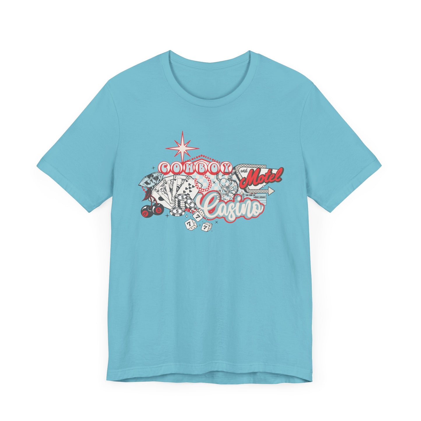 Retro Cowboy Casino Short Sleeve Tee - Fun Graphic T-Shirt for Casual Wear