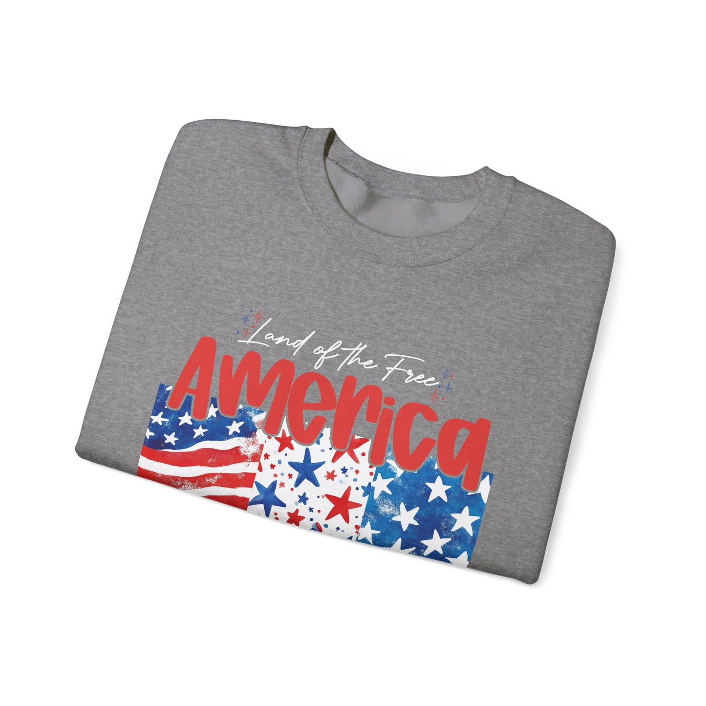 America Sweatshirt - Land of the Free, Because of the Brave - Unisex Heavy Blend™ Crewneck