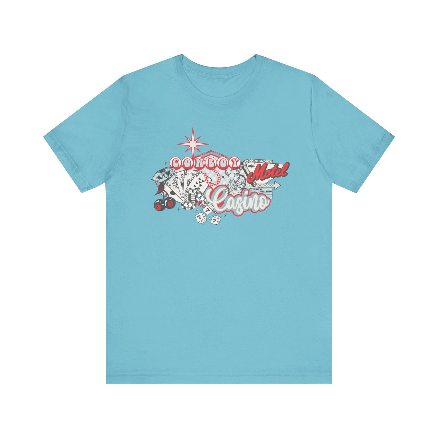 Retro Cowboy Casino Short Sleeve Tee - Fun Graphic T-Shirt for Casual Wear