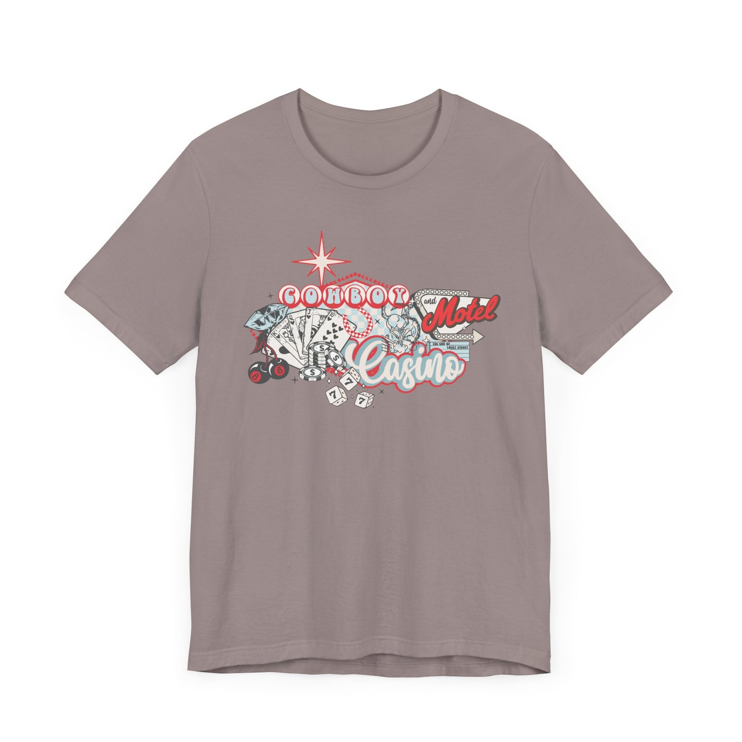 Retro Cowboy Casino Short Sleeve Tee - Fun Graphic T-Shirt for Casual Wear