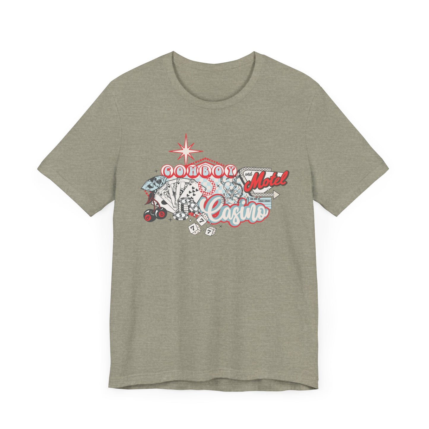 Retro Cowboy Casino Short Sleeve Tee - Fun Graphic T-Shirt for Casual Wear