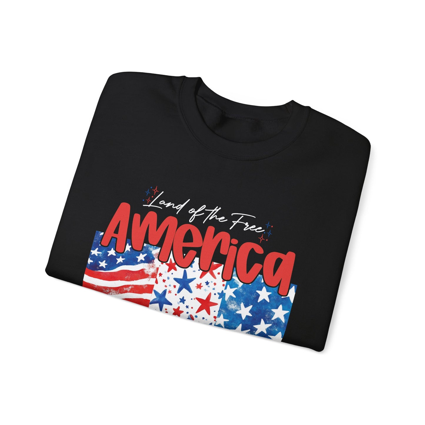 America Sweatshirt - Land of the Free, Because of the Brave - Unisex Heavy Blend™ Crewneck
